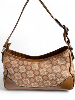 Nine West Geometric Tan Shoulder Bag with Leather Trim